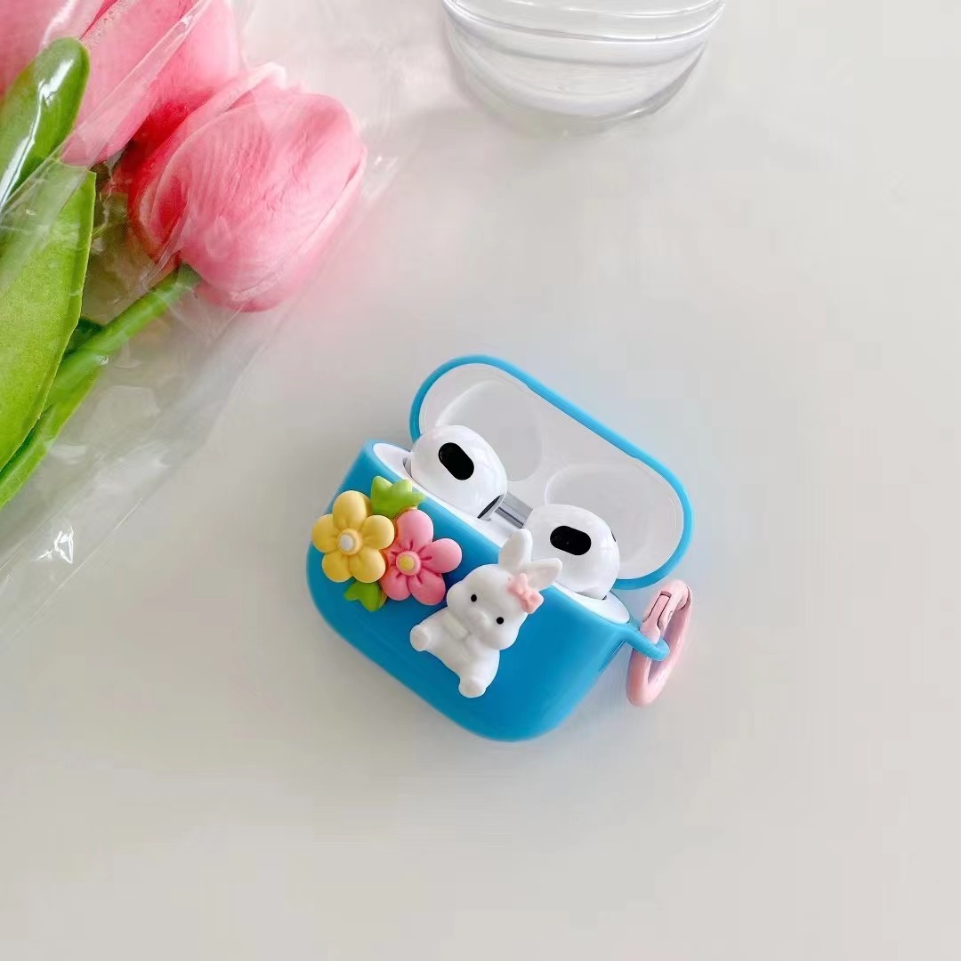 Cute Rabbit Flower Tpu Generations Three Pro Airpods Case display picture 7