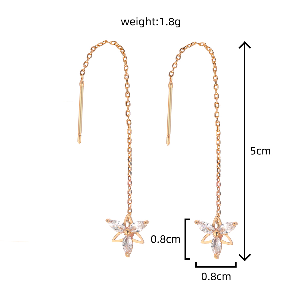 Fashion Creative Female Flower Long Tassel Copper Eardrops Earring display picture 5