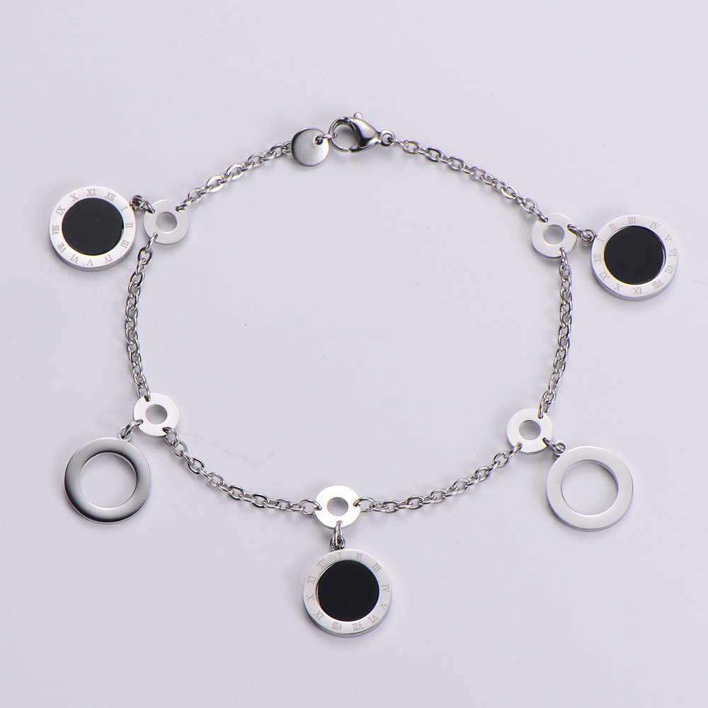 Fashion Stainless Steel Roman Round Shaped Pendant Bracelet display picture 3