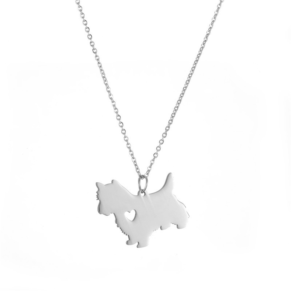 304 Stainless Steel Cute Slice Polishing Animal Dog Necklace Titanium Steel Necklace display picture 4