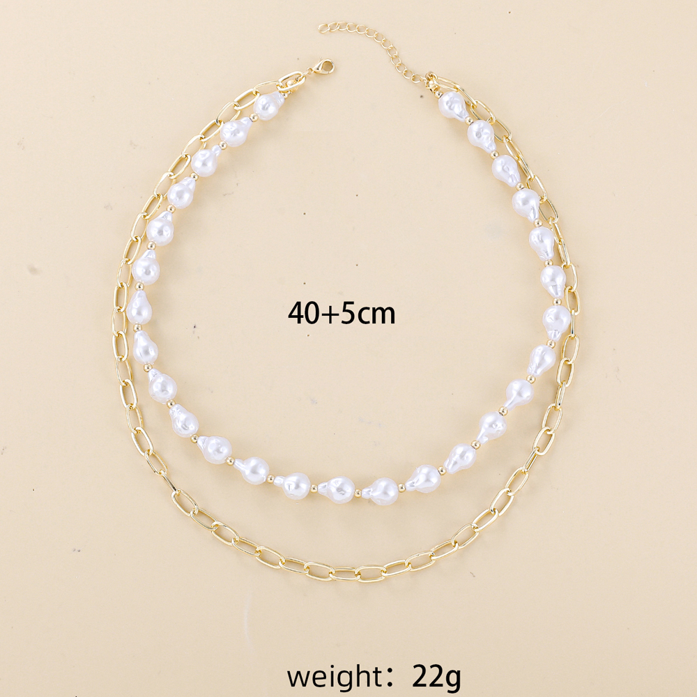 Elegant Retro Double-layer Clavicle Chain Freshwater Pearl Woven Necklace display picture 1