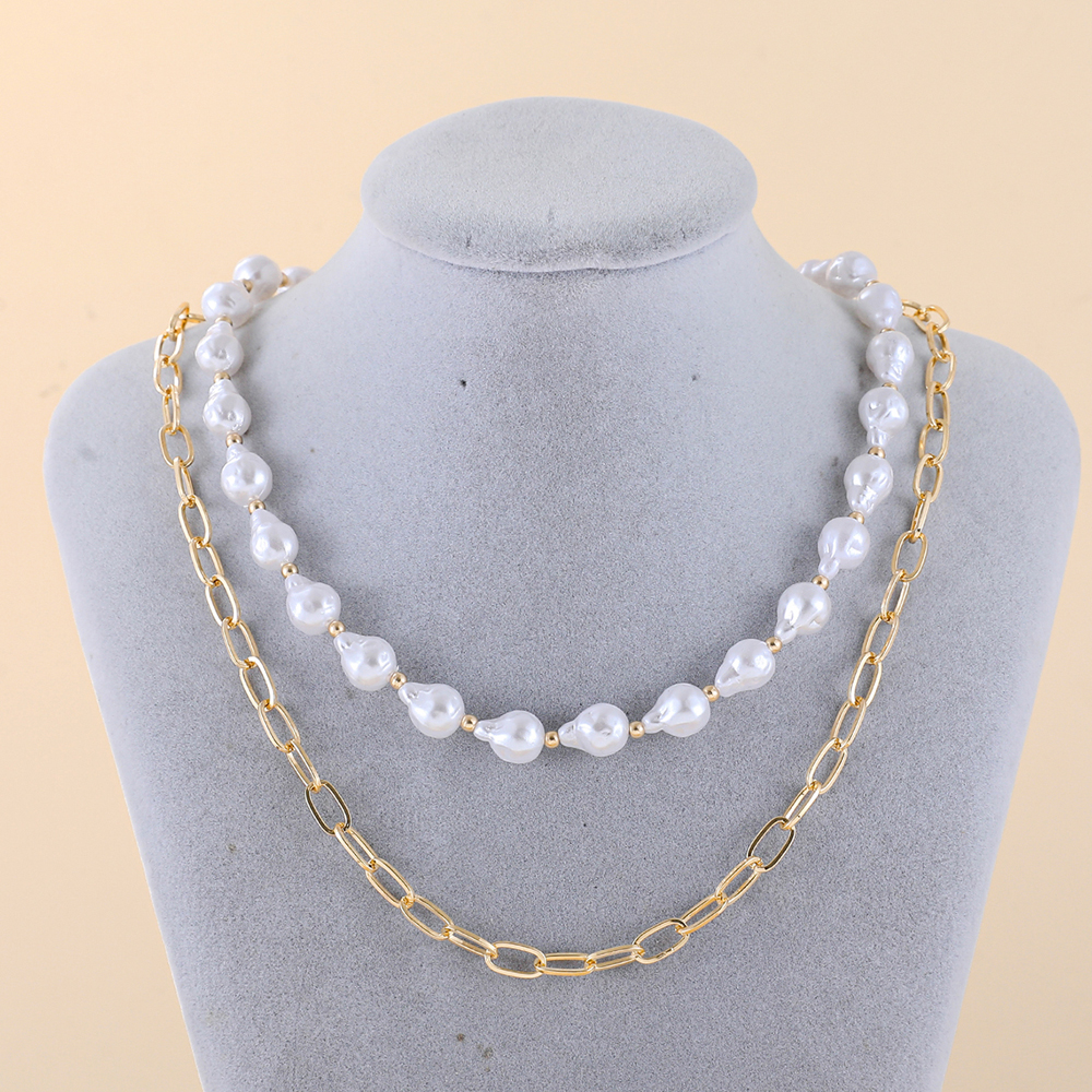 Elegant Retro Double-layer Clavicle Chain Freshwater Pearl Woven Necklace display picture 2