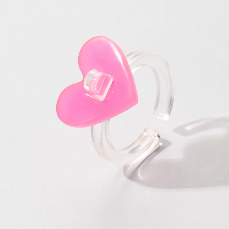 Fashion Cute Heart-shaped Colorful Resin Ring 5-piece Set display picture 3