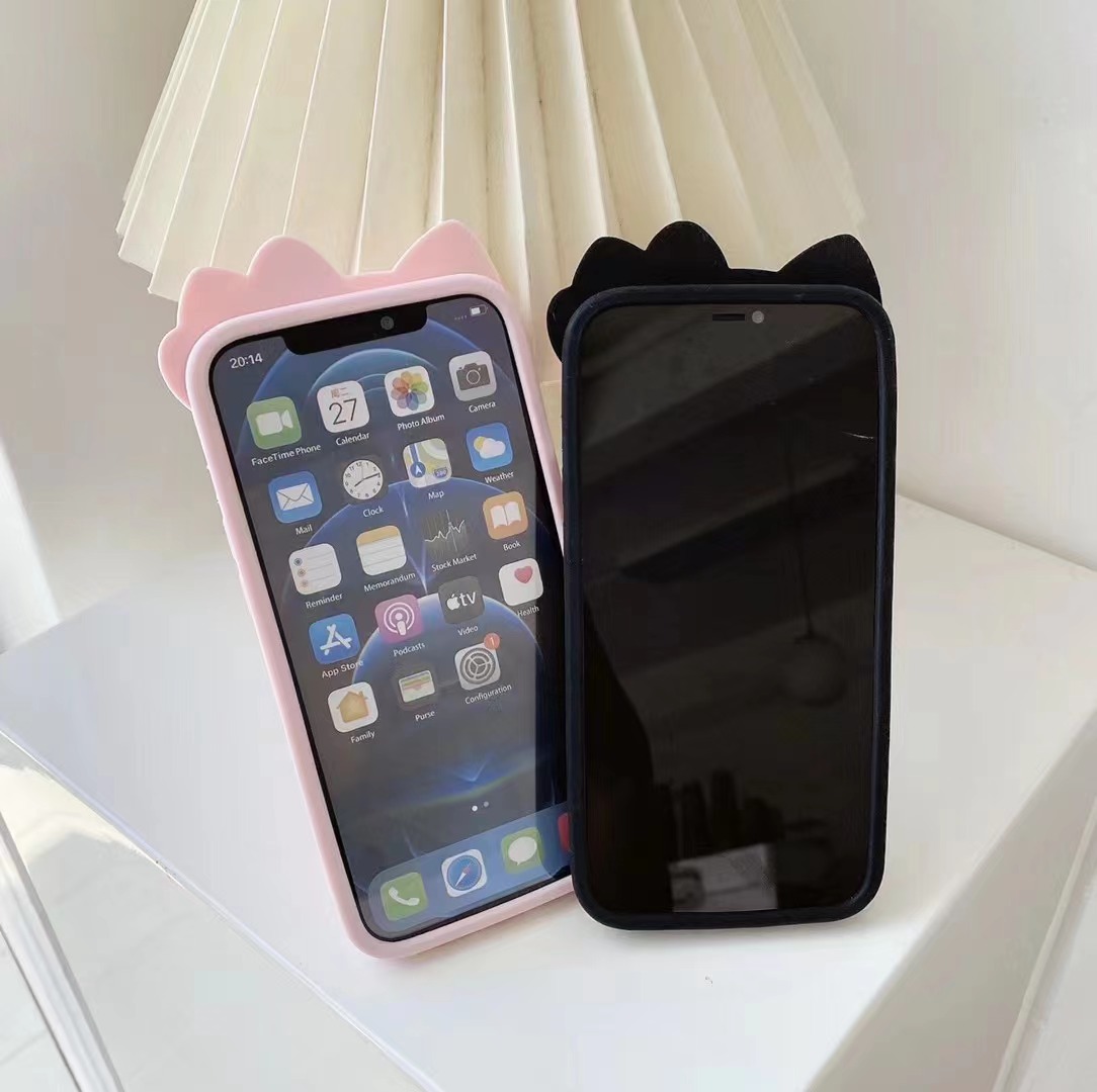 Cat Ear Shape Bow Soft 13 Pro Max Iphone Case display picture 1