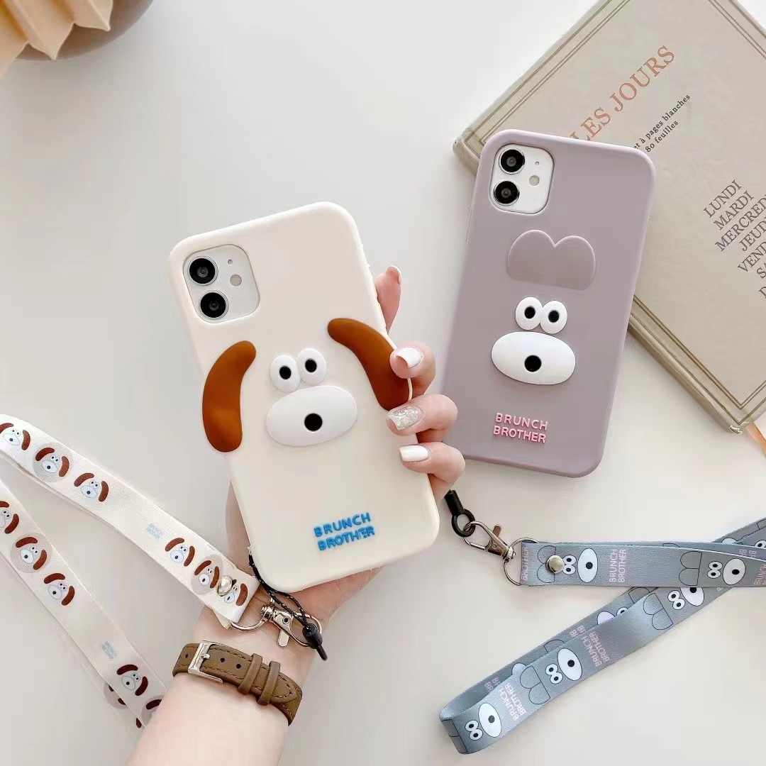 Cute White Grey Puppy Cartoon Silicone 11 Iphone Case display picture 1