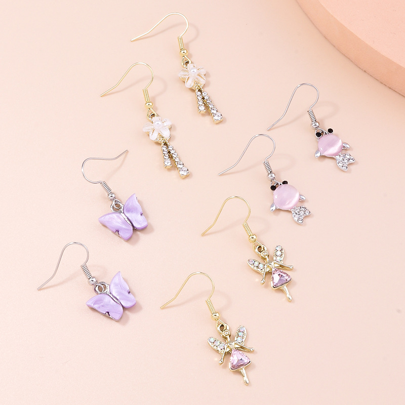 Cute Acrylic Dripping Oil Butterfly Dragonfly Goldfish Bee Pendant Earrings display picture 3