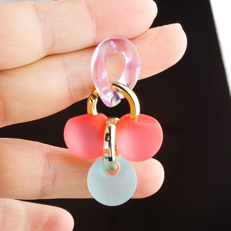 Fashion New Simple Contrast Color Female Candy Cute Resin Eardrops display picture 3