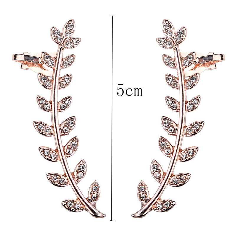 Fashion Ornament Inlay Rhinestone Leaf Shaped Stud Earrings display picture 1