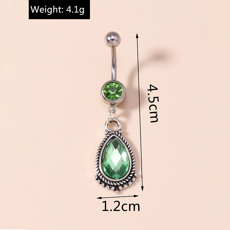 Sexy Transparent Rhinestone Water Drop Shape Navel Stud Belly Ring display picture 1
