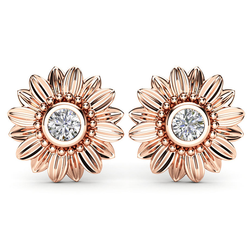 Fashion Ornament Simple Rhinestone Daisy Stud Alloy Earrings display picture 3