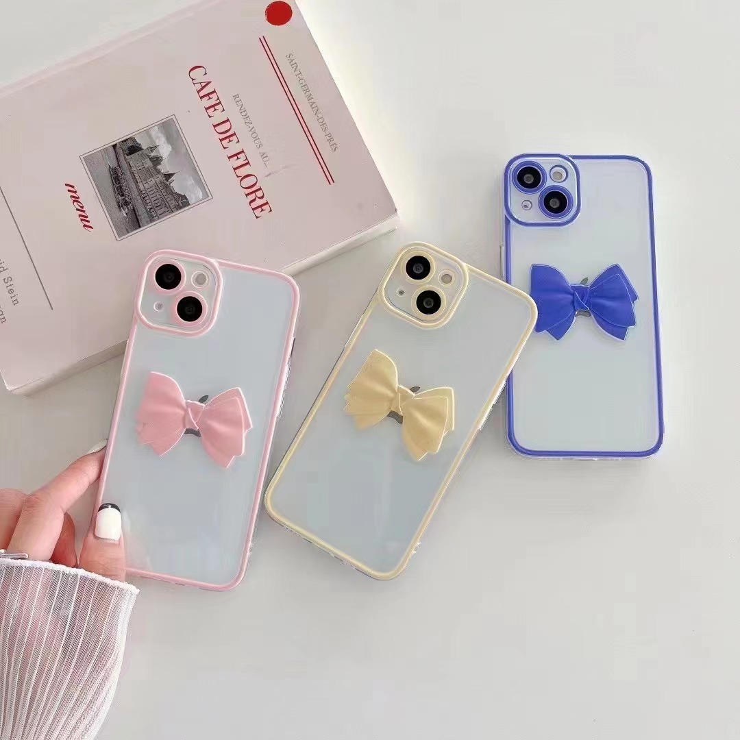 Simple Three Dimensional Bow Transparent Hard 13 Iphone Case display picture 1
