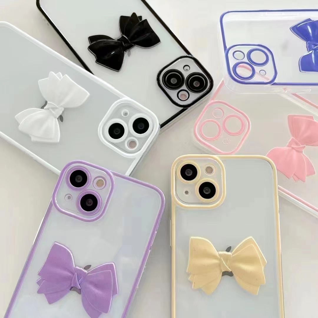 Simple Three Dimensional Bow Transparent Hard 13 Iphone Case display picture 3