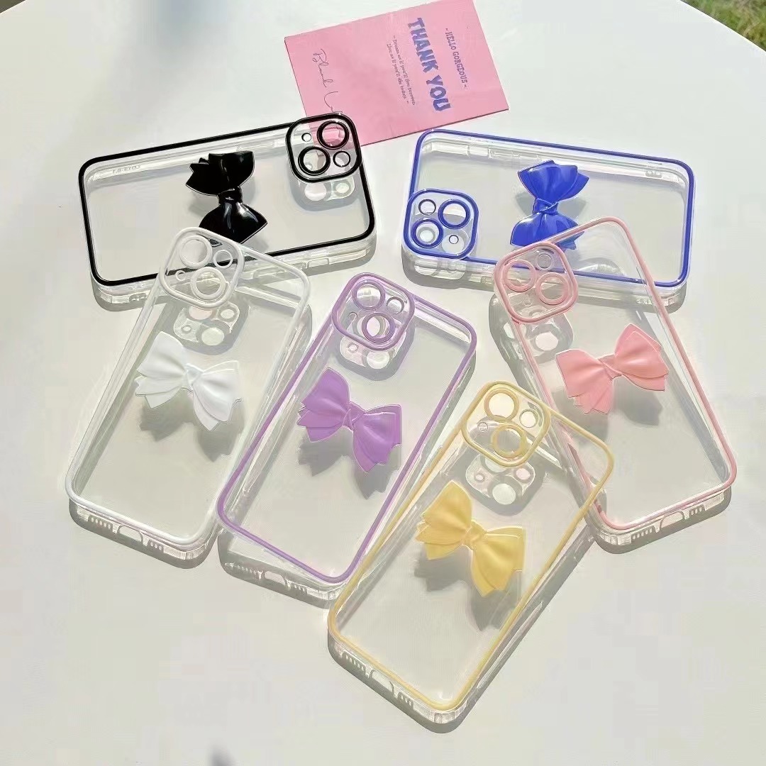 Simple Three Dimensional Bow Transparent Hard 13 Iphone Case display picture 6