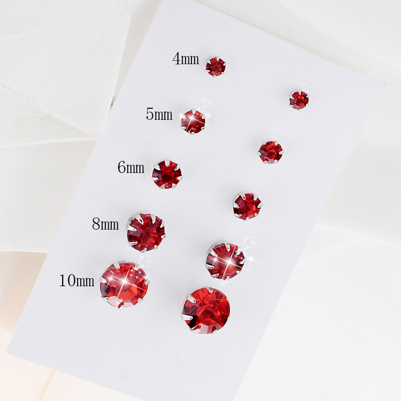 Fashion Ornament Crystal Zircon Earings Stud Set 5 Pairs display picture 1