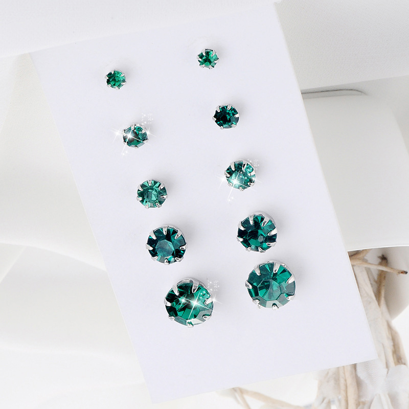 Fashion Ornament Crystal Zircon Earings Stud Set 5 Pairs display picture 5