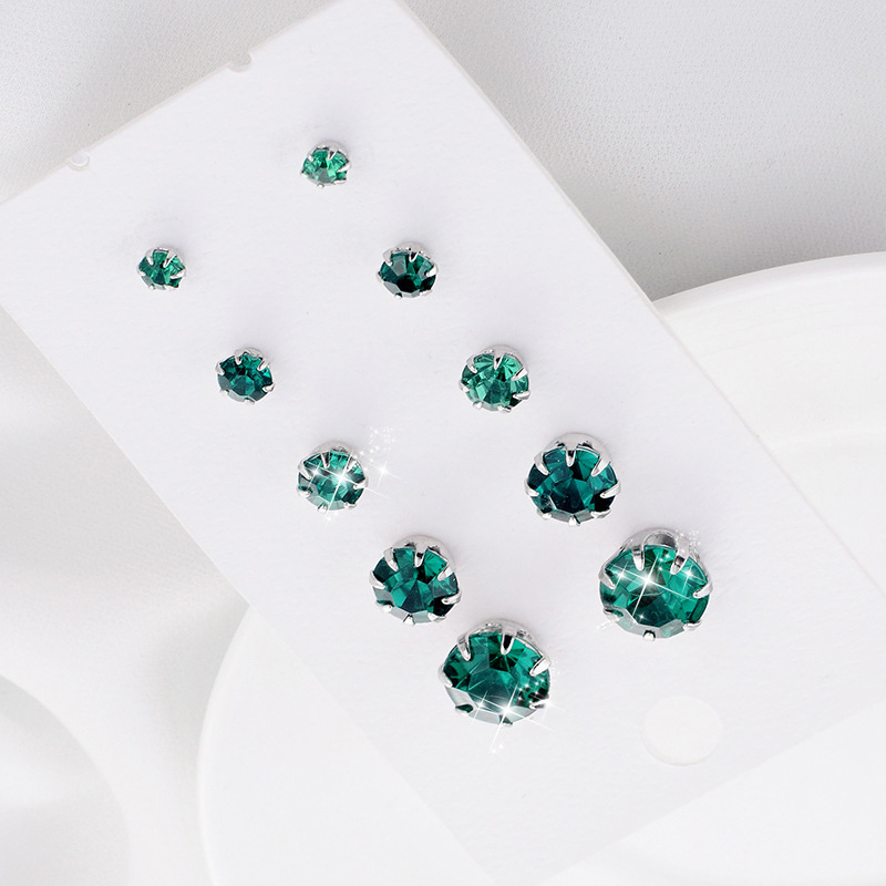 Fashion Ornament Crystal Zircon Earings Stud Set 5 Pairs display picture 6