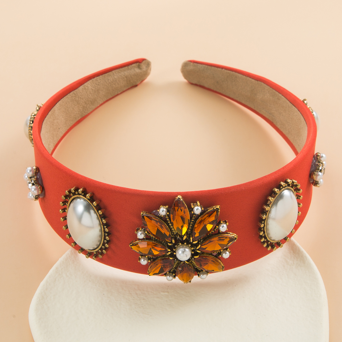 Fashion Baroque Vintage Inlay Pearl Rhinestone Flower Headband Hair Accessories display picture 2