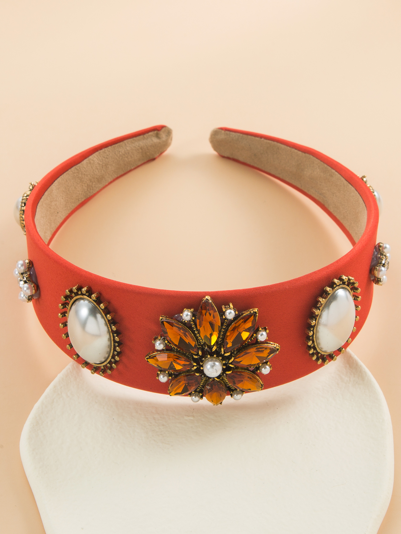 Fashion Baroque Vintage Inlay Pearl Rhinestone Flower Headband Hair Accessories display picture 6
