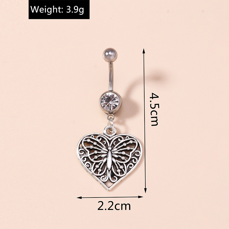 Retro Style Hollow Butterfly Shape Pendant Belly Ring Wholesale display picture 1