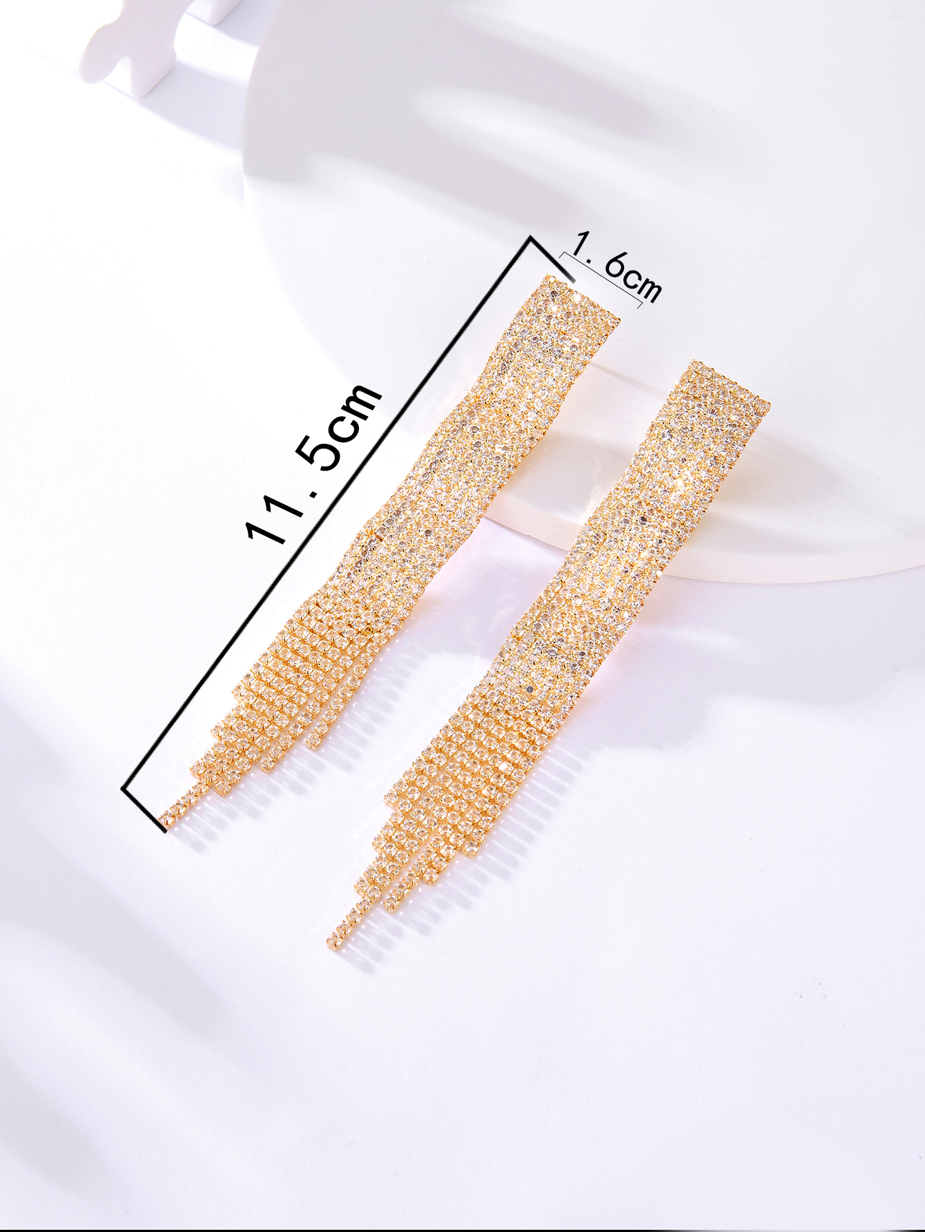 New Fashion Copper Electroplated 18k Rhinestone Long Tassel Earrings display picture 2