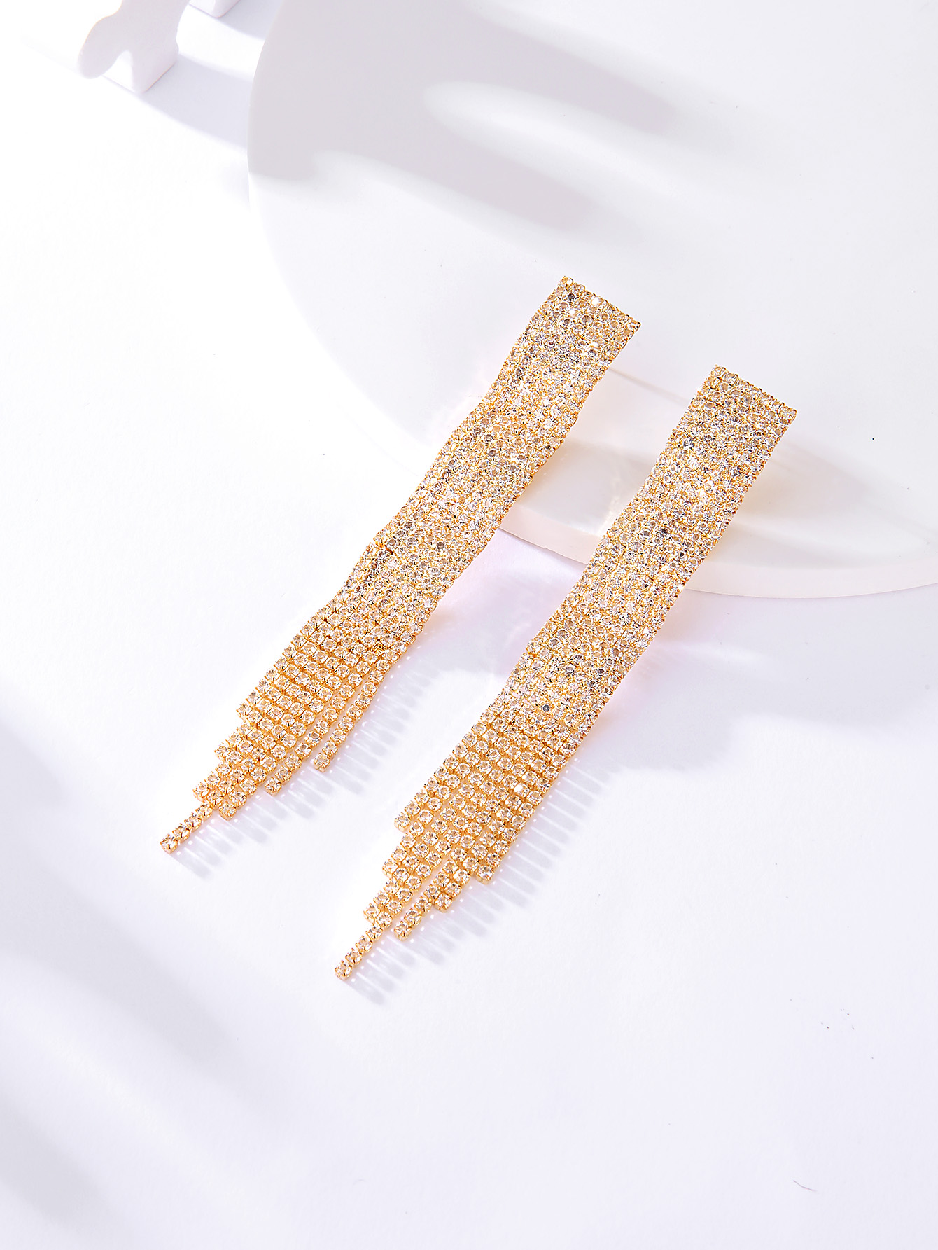 Nouveau Mode De Cuivre Électrolytique 18k Strass Long Gland Boucles D'oreilles display picture 4