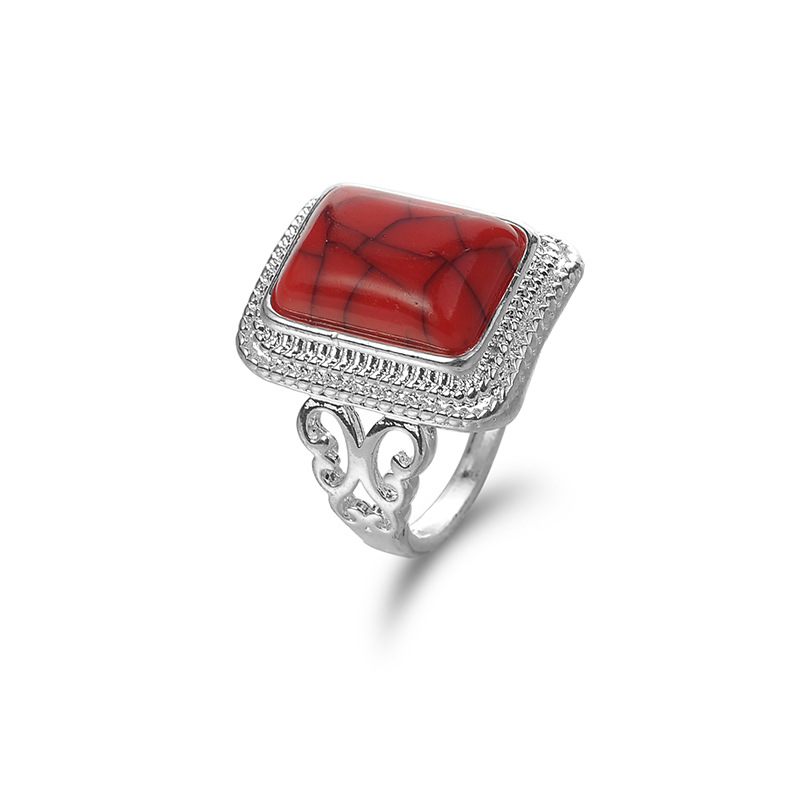 Fashion Simple Geometric Square Artificial Gemstone Alloy Ring Ornament display picture 5