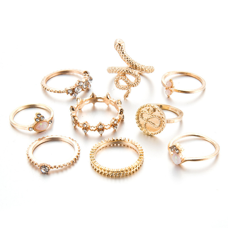 Fashion Knuckle Ring Alloy Animal Zodiac Diamond-embedded Gold 9-piece Ornament For Women display picture 3