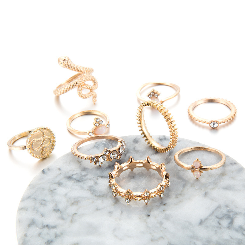 Fashion Knuckle Ring Alloy Animal Zodiac Diamond-embedded Gold 9-piece Ornament For Women display picture 6