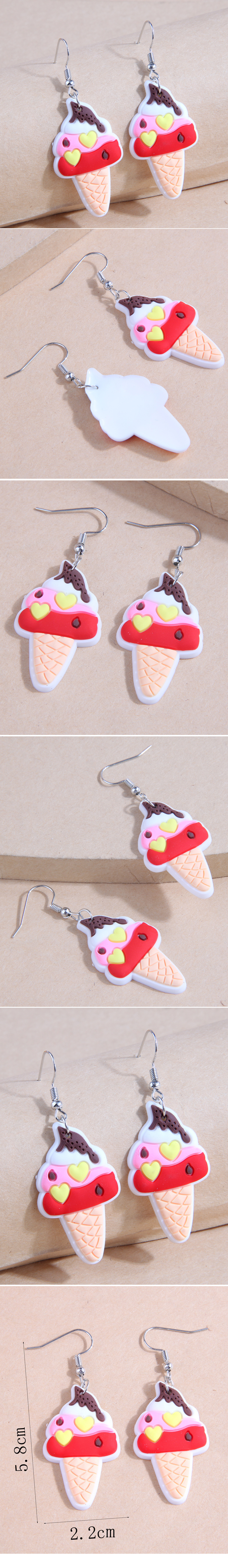 Fashion Simple Ice Cream Sweet Heart Geometric Alloy Earrings display picture 1