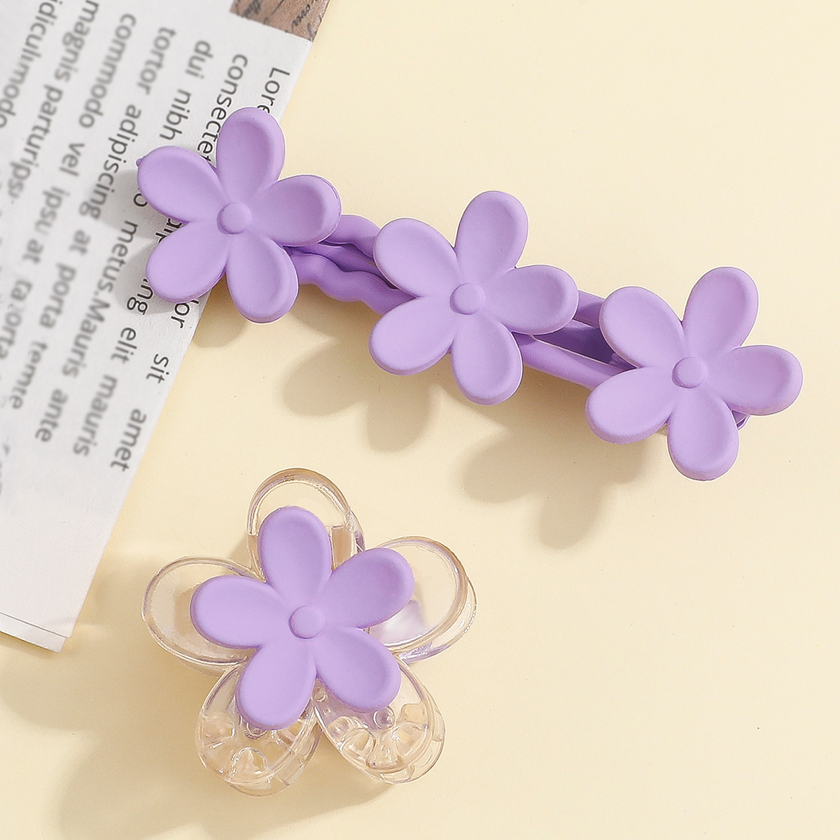 Fashion Purple Acrylic Flower Barrettes Back Head Updo Small Size Shark Clip display picture 1