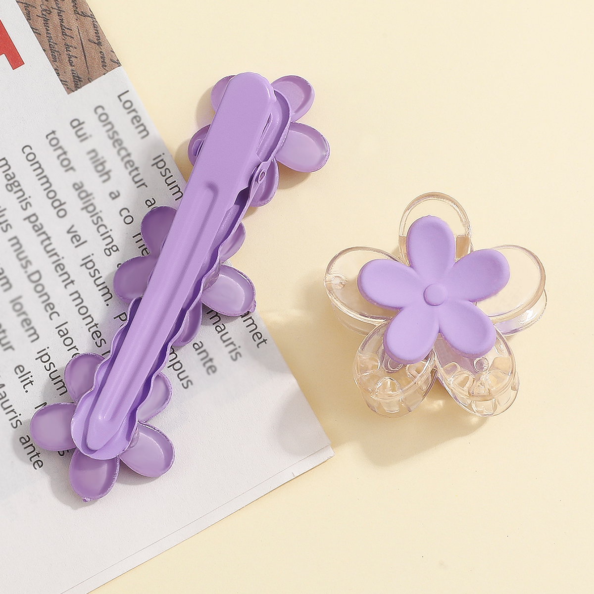 Fashion Purple Acrylic Flower Barrettes Back Head Updo Small Size Shark Clip display picture 2