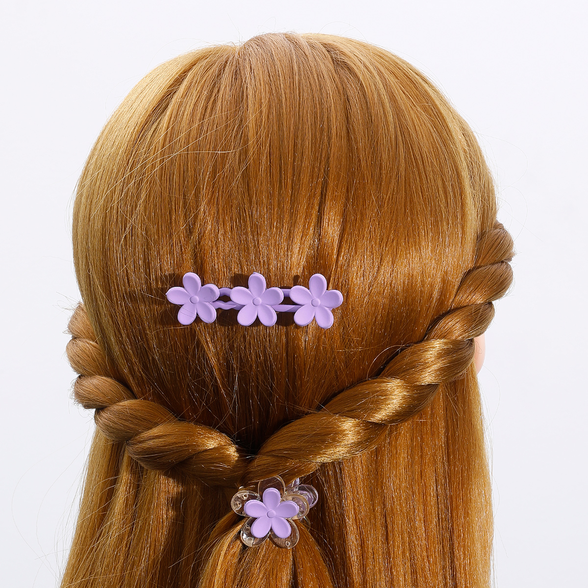 Fashion Purple Acrylic Flower Barrettes Back Head Updo Small Size Shark Clip display picture 3