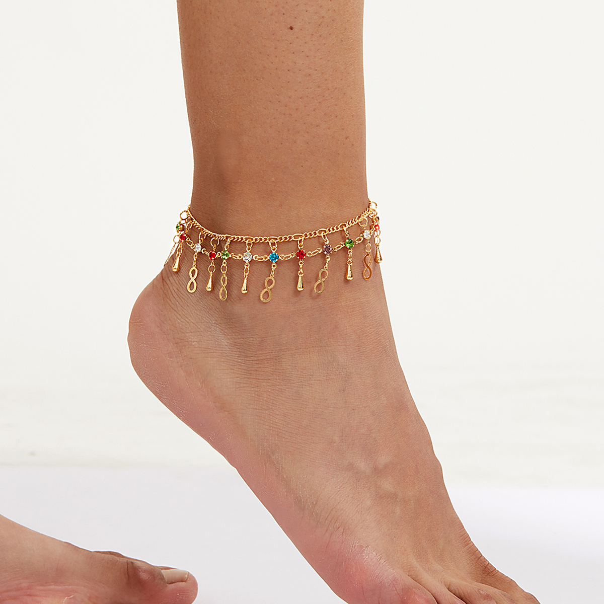 Fashion Number Copper Gold Plated Zircon Anklet 1 Piece display picture 1