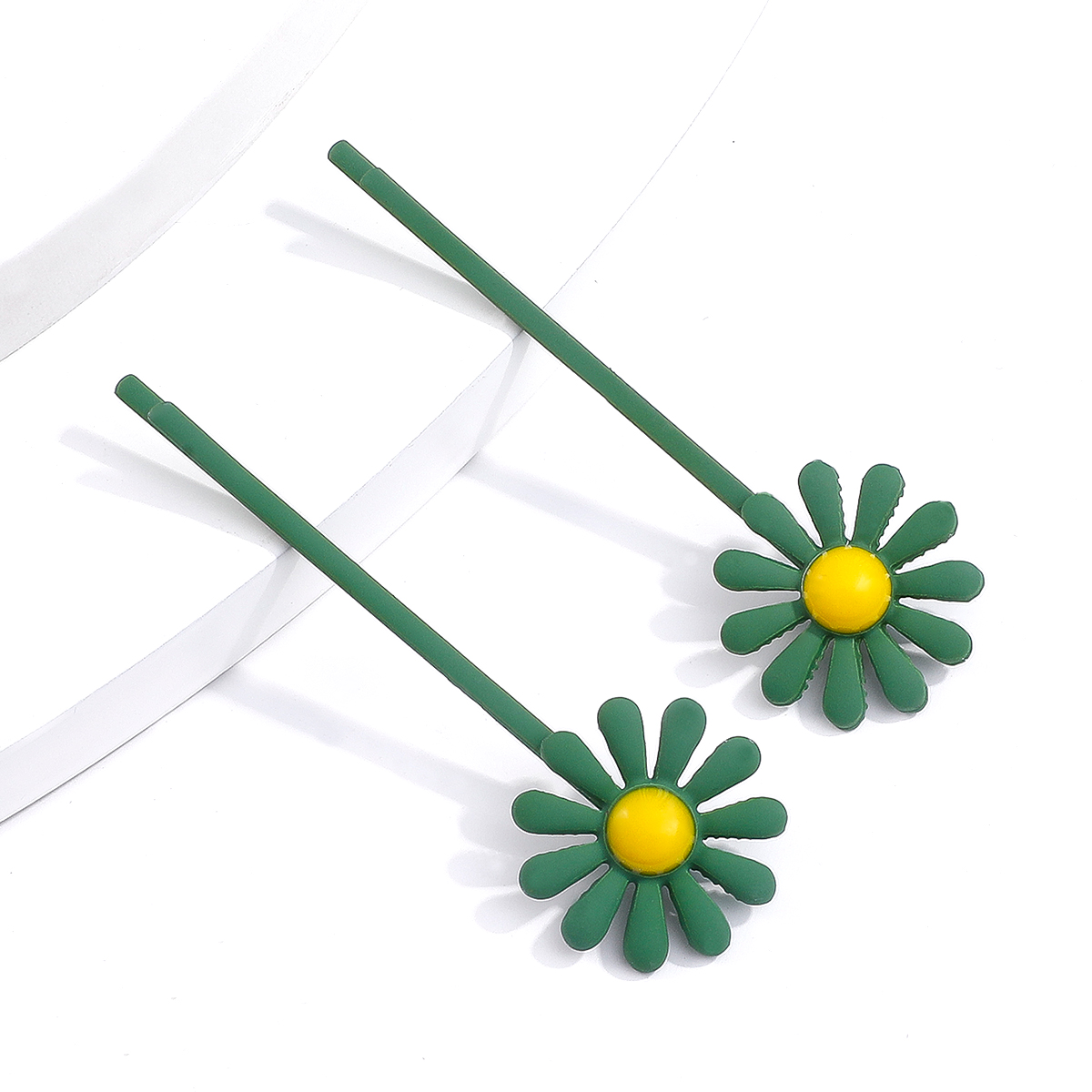 Mode Einfachen Metall Farbe Textur Barrettes Sunflower Mädchen Seite Clip display picture 3