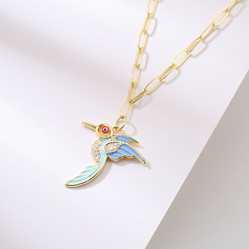 Fashion Copper 18k Gold Plating Zircon Drop Oil Parrot Pendant Necklace Female display picture 1