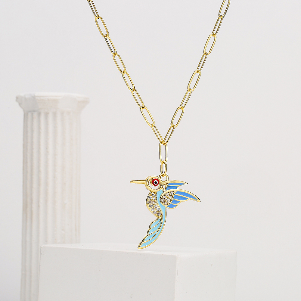 Fashion Copper 18k Gold Plating Zircon Drop Oil Parrot Pendant Necklace Female display picture 3
