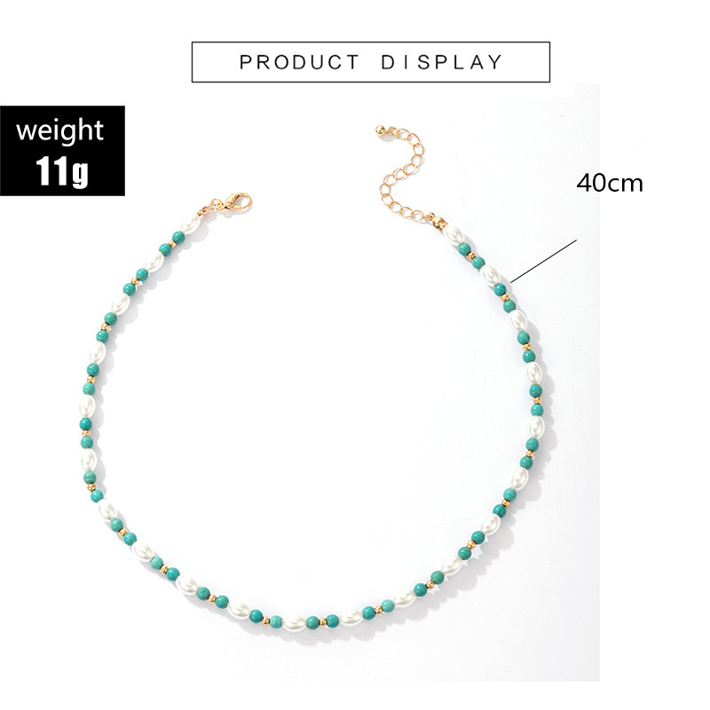 Fashion Ornament Simple Green Beaded Cube Sugar Round Beads Alloy Necklace display picture 9