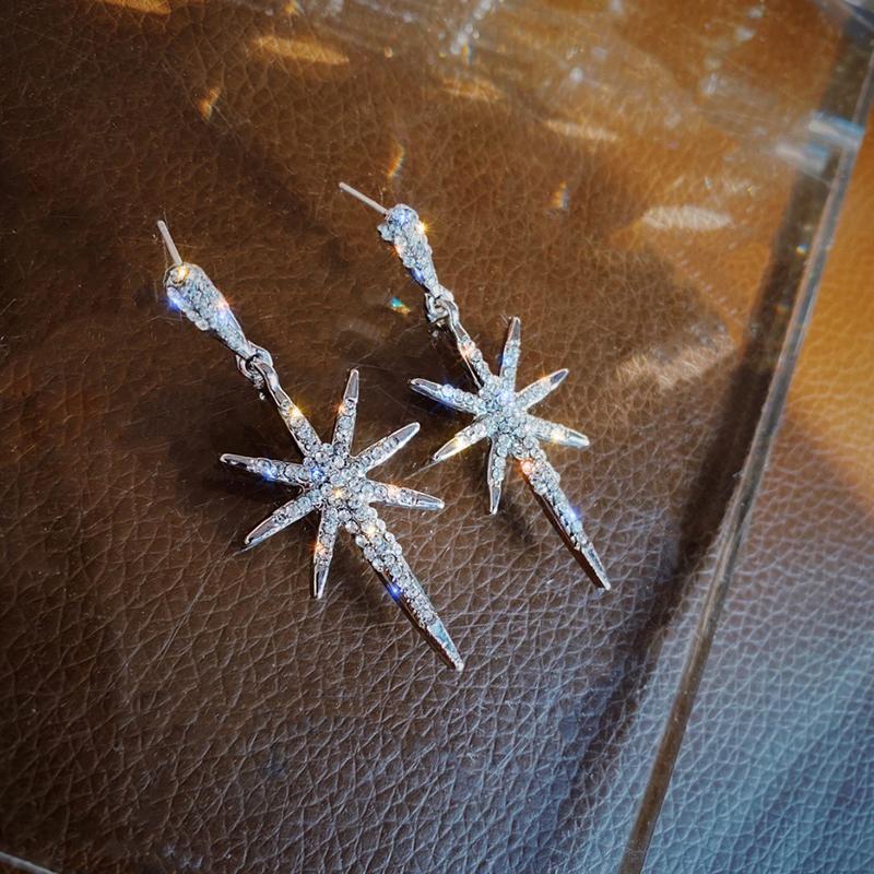 Fashion Simple Eight Awn Star Rhinestone Inlaid Stud Earrings display picture 6