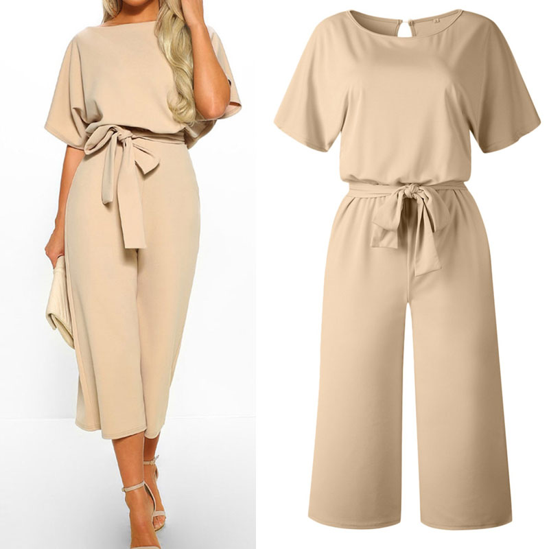 Fashion Casual Dolman Sleeve Lace-up Women's Solid Color Jumpsuit display picture 1