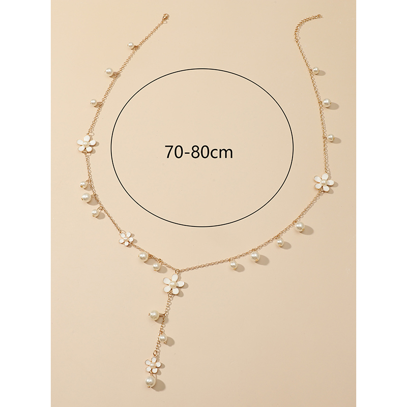 Mode Blume Legierung Inlay Künstliche Perle Halskette 1 Stück display picture 7
