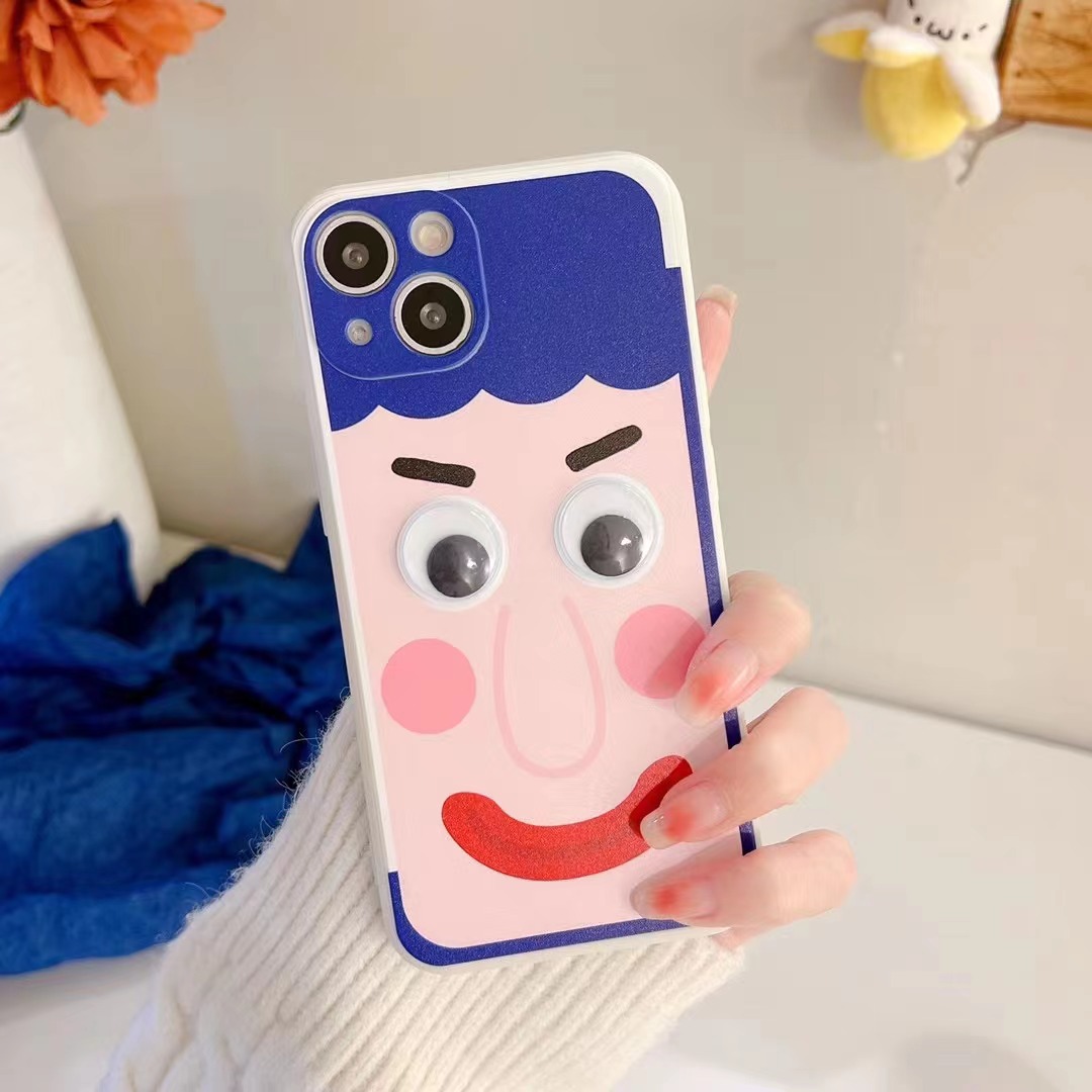 Funda De Teléfono De Dibujos Animados Lindos Emoji Ojos Móviles Iphone13 display picture 5