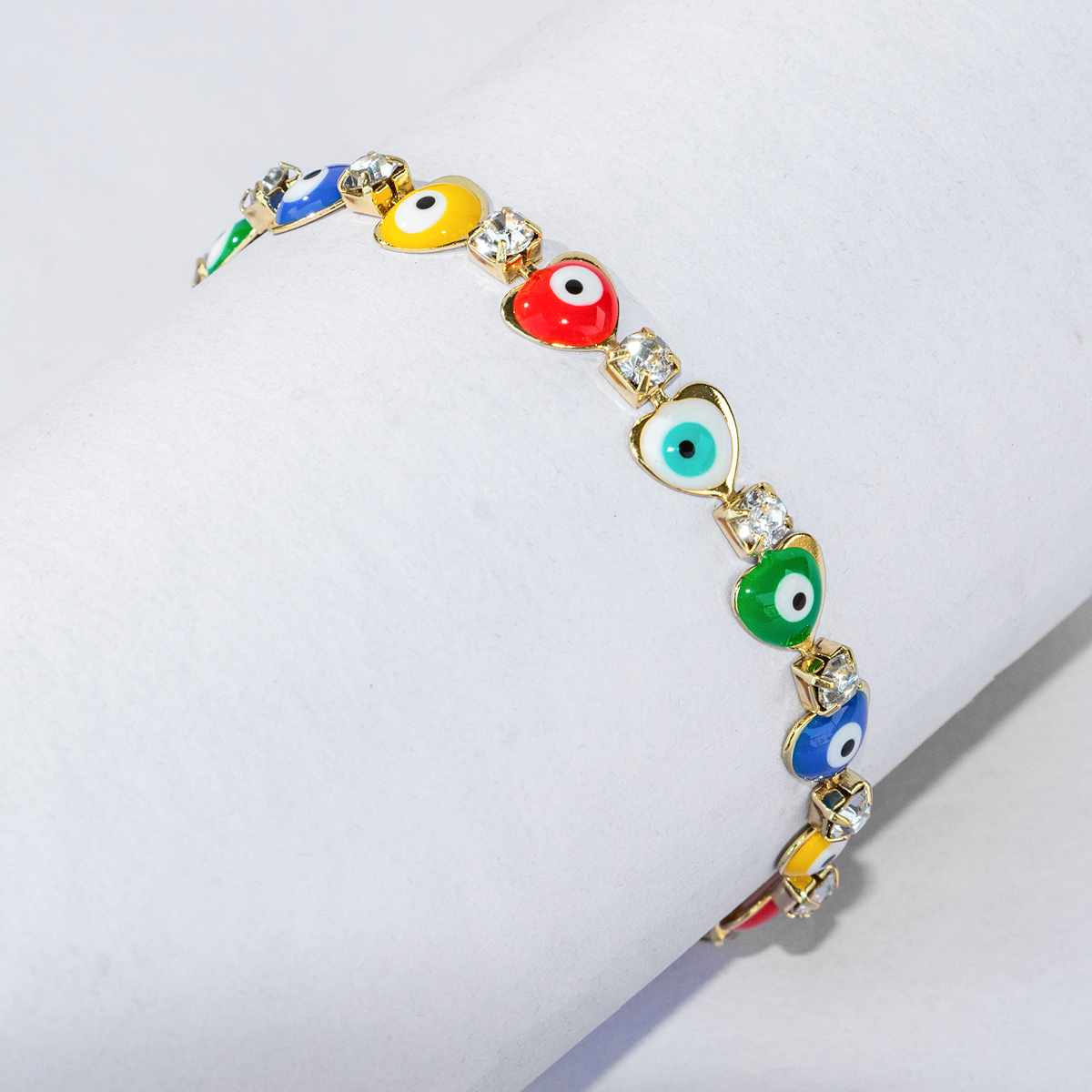 Fashion Classic Style Multicolor Devil's Eye Plastic Copper Inlay Zircon Bracelets display picture 1