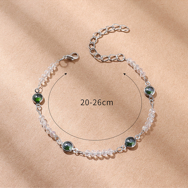 Fashion Transparent Multicolor Green Rhinestone Beaded Alloy Anklet display picture 2
