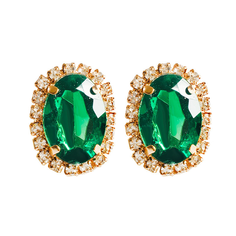 Fashion New Green Crystal Flowers Female Zircon-embedded Alloy Earrings display picture 1