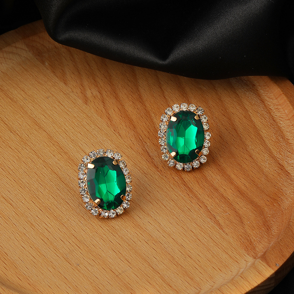 Fashion New Green Crystal Flowers Female Zircon-embedded Alloy Earrings display picture 3