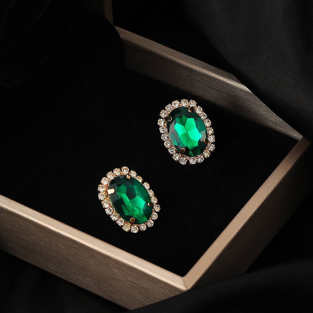 Fashion New Green Crystal Flowers Female Zircon-embedded Alloy Earrings display picture 4