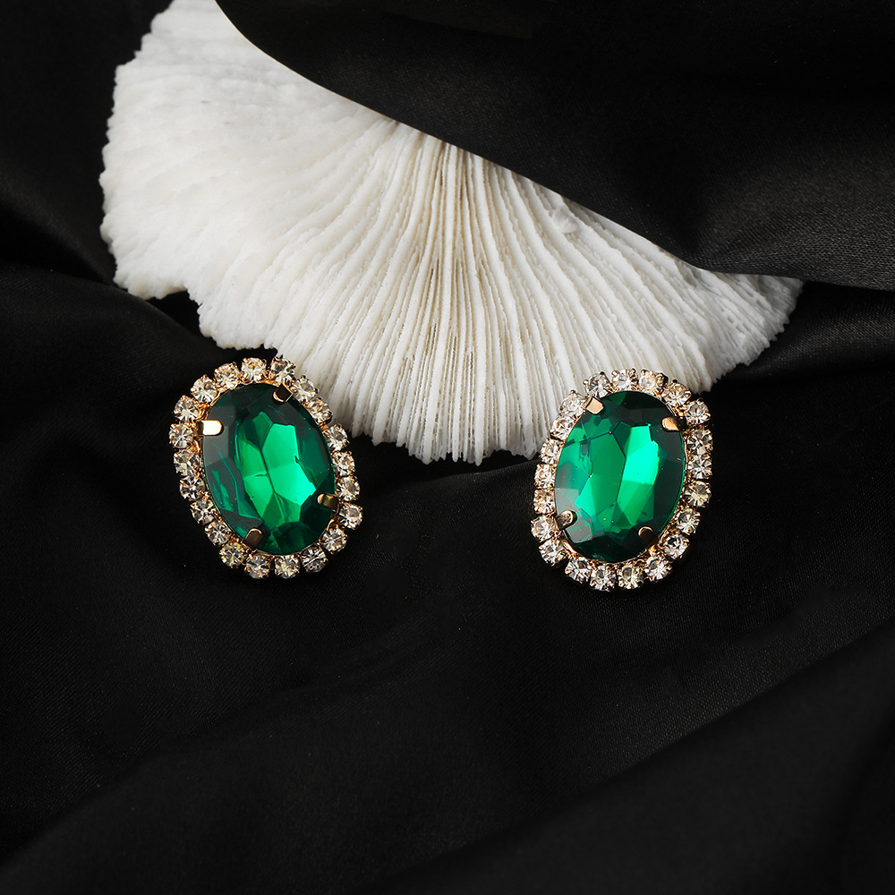 Fashion New Green Crystal Flowers Female Zircon-embedded Alloy Earrings display picture 6
