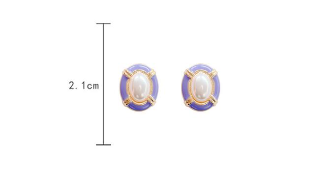 Baroque Pearl Catharanthus Roseus Blue Studs Earrings display picture 8