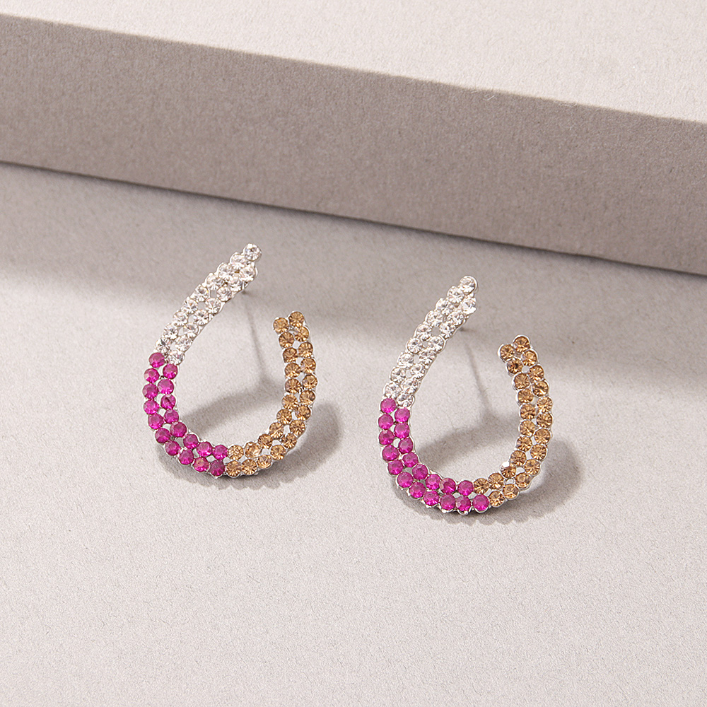 Fashion Colorful Geometric Water Drops Inlay Rhinestone Stud Earrings display picture 4