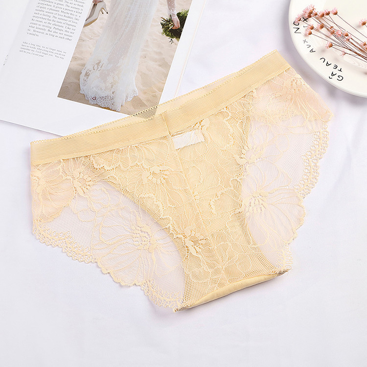 Plus Size Sexy Mesh Women's Mid-waist Panties Lace Purified Cotton Crotch display picture 2